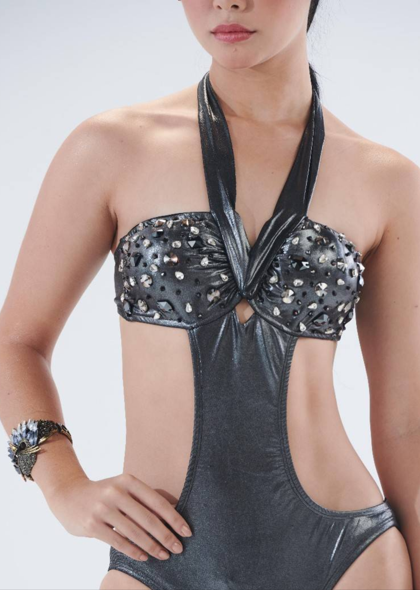 The Swarovski Grey Pearl One Piece