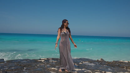 Silver see-through dress with Crystal Braids