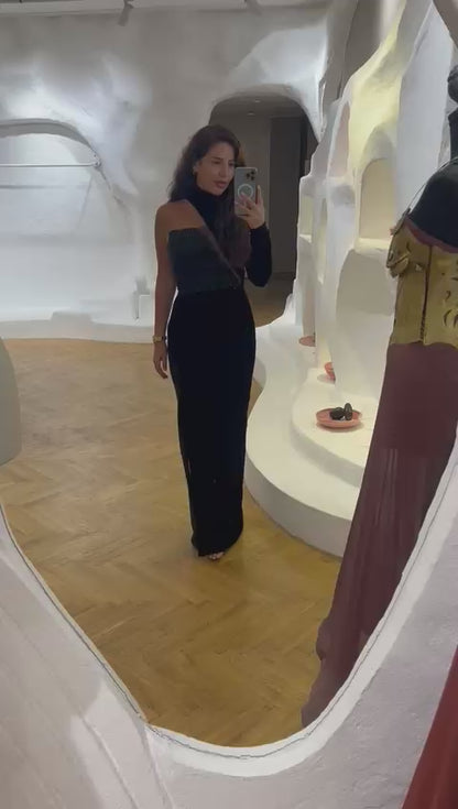 The Assymetrical Black velvet dress