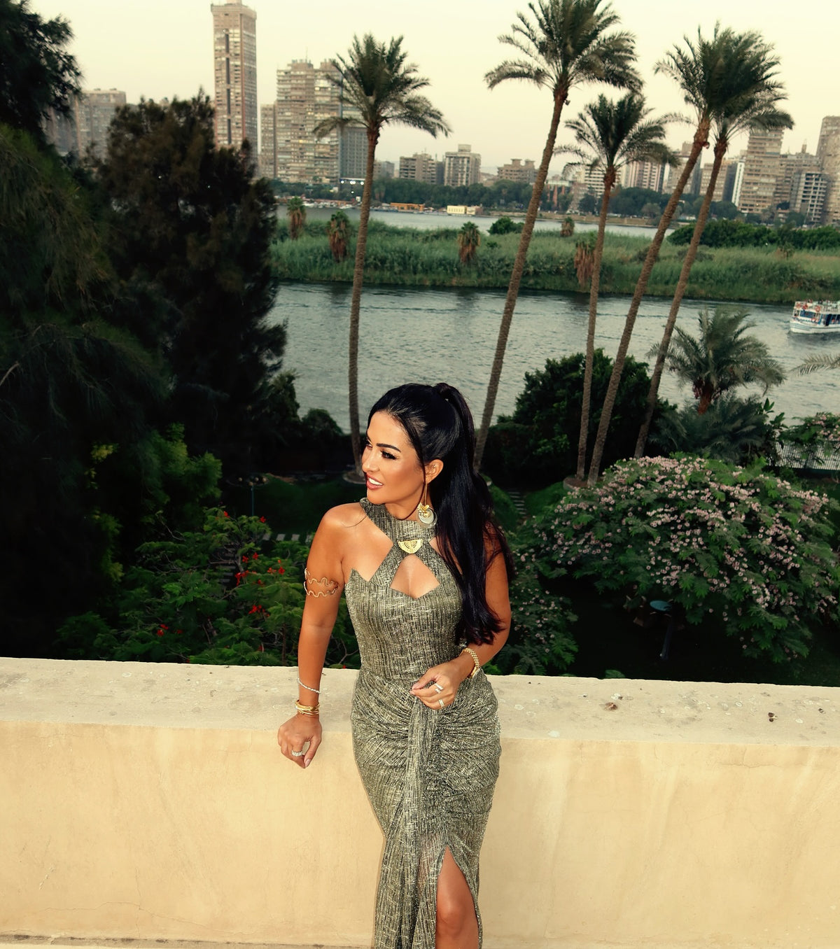 The Olive-Gold Goddess Dress