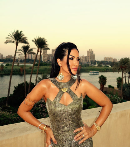 The Olive-Gold Goddess Dress
